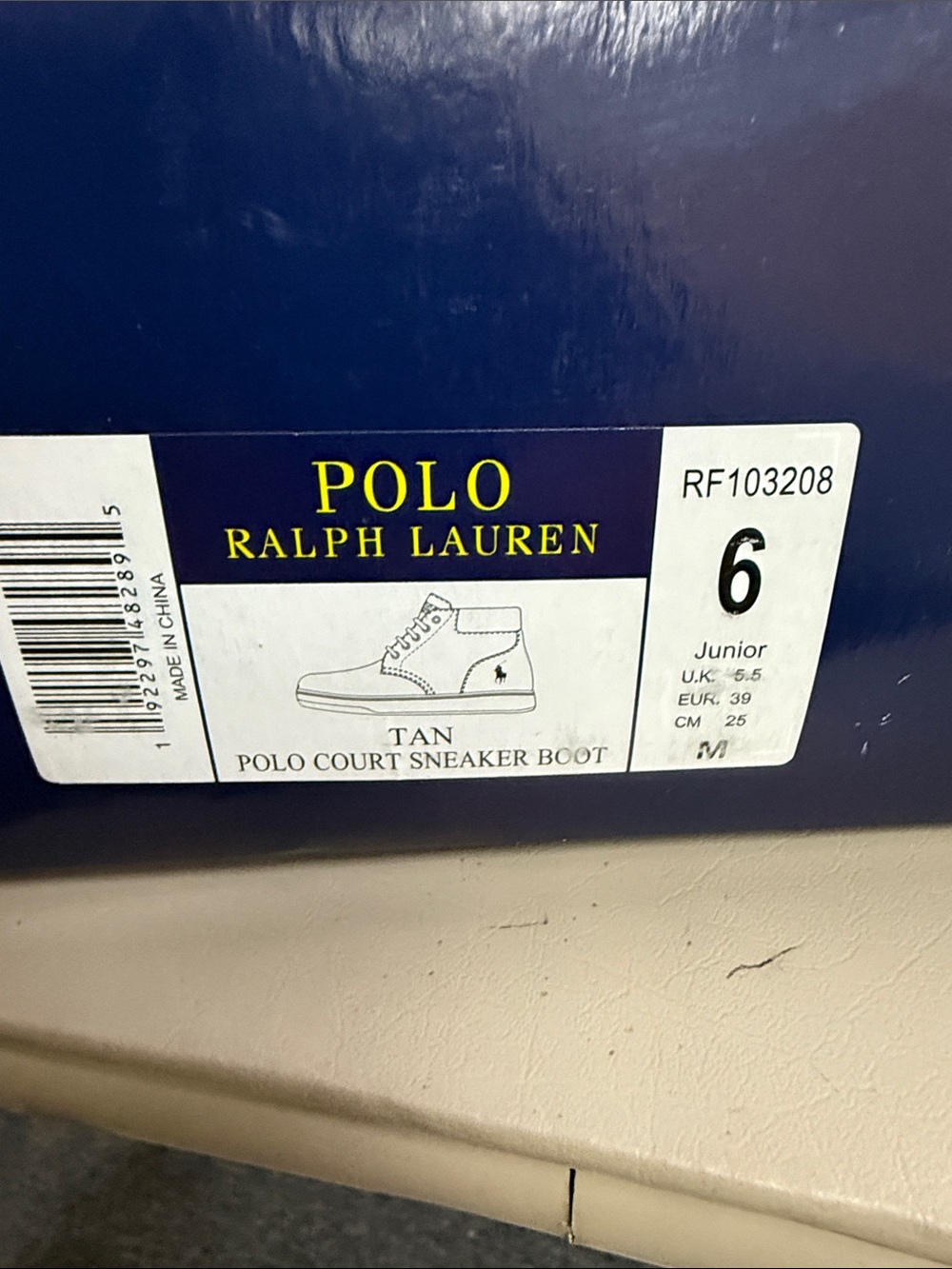 Polo by Ralph Lauren Tan Polo Court Sneaker Boot - Junior Size 6